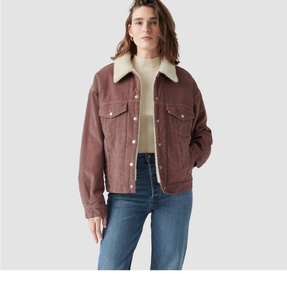Levi's Mauve Corduroy Sherpa-Lined Jacket with Cream Collar